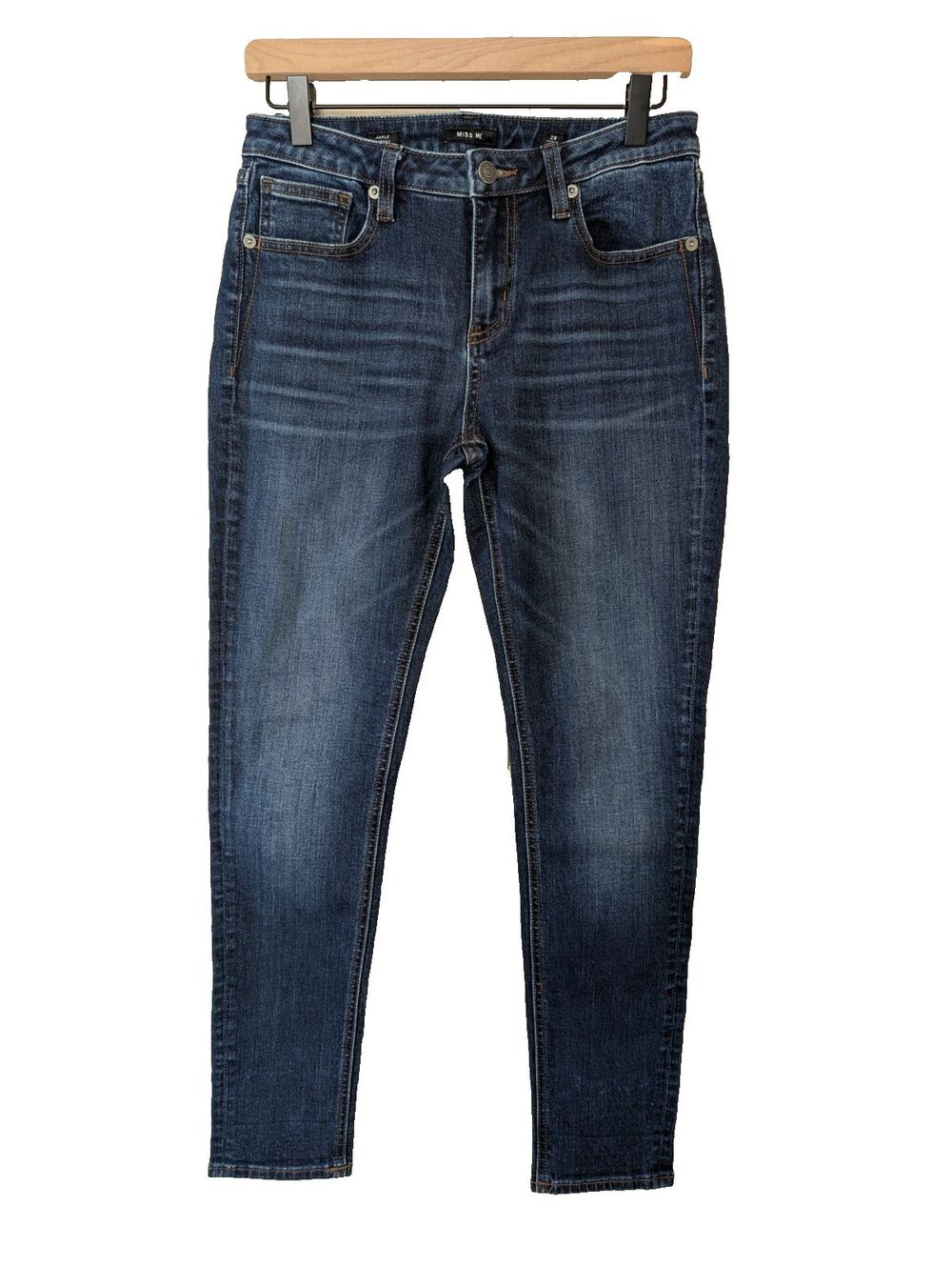 Miss Me Jeans Womens 28 Blue Mid Rise Ankle Skinny Stretch Denim Distressed